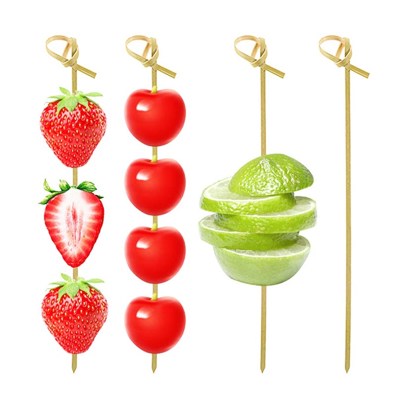 DC-BEAUTIFUL 200 Pack Natural Bamboo Knot Skewers, 6 Inch Bamboo Twisted End Cocktail Picks, Appetizer Picks for Party Snacks Club Sandwiches Finger Food Barbecue Must (6.0â€) - Image 3